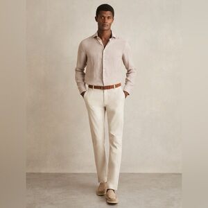 Reiss mens 30x32 off white straight fit Bennett chino cotton pants EUC